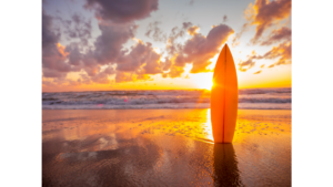 Hawaii Sunset glowing through a surfboard