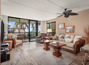 View of the living room at Kona Pacific condo