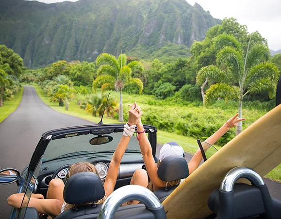 girls driving in a convertible Kailua-Kona