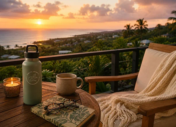 Relaxing evening outdoors enjoying the sunset - Kona, Hawaii