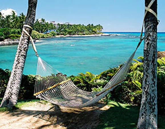 Hammock overlooking the turquoise waters of Kona Hawaii